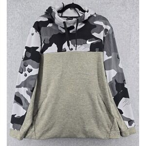 Nike Dri-FIT Fleece Hoodie Men XXL Sweatshirt Gray Camouflage Pockets Streetwear